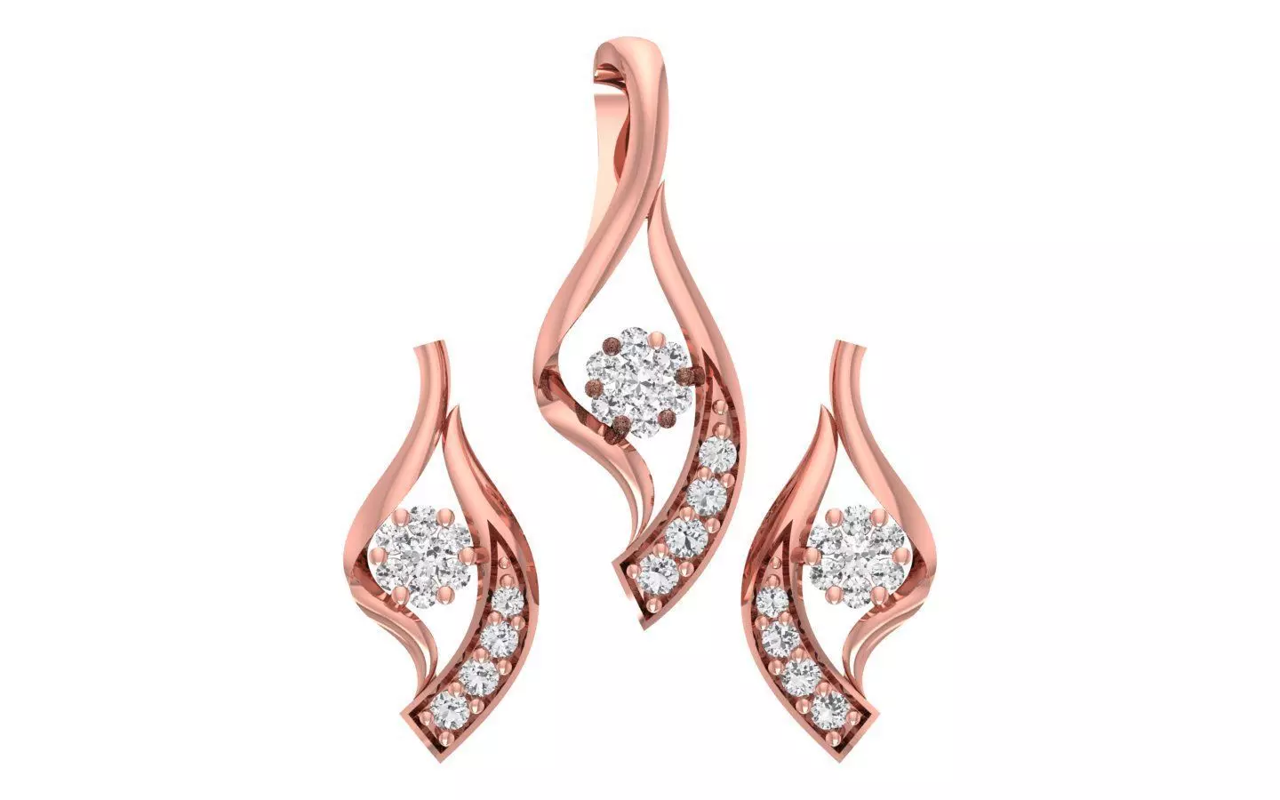 Women Earrings Pendants Sets 3dm STL OBJ FBX Renders Details 3D print model_0