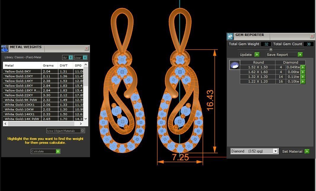 Women Earrings Pendants Sets 3dm STL OBJ FBX Renders Details 3D print model_7