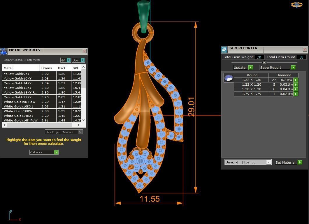 Women Earrings Pendants Sets 3dm STL OBJ FBX Renders Details 3D print model_8