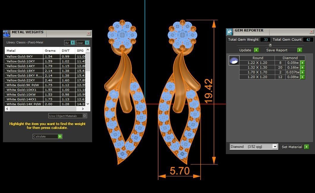 Women Earrings Pendants Sets 3dm STL OBJ FBX Renders Details 3D print model_7