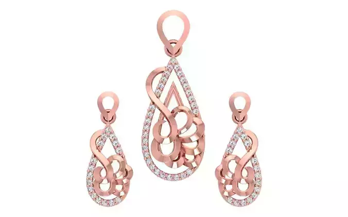 Women Earrings Pendants Sets 3dm STL OBJ FBX Renders Details