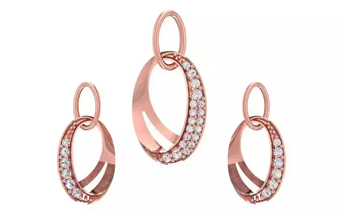 Women Earrings Pendants Sets 3dm STL OBJ FBX Renders Details