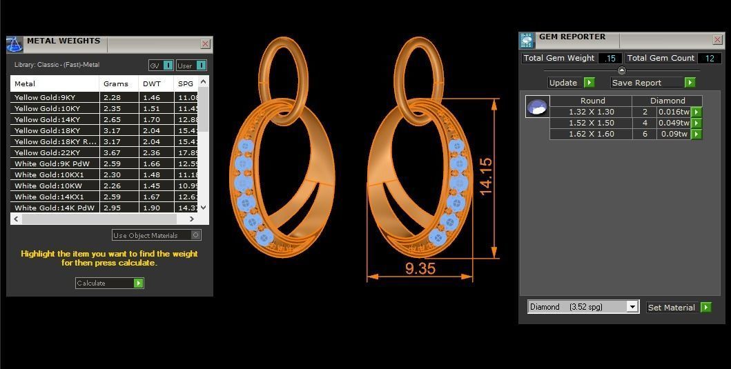 Women Earrings Pendants Sets 3dm STL OBJ FBX Renders Details 3D print model_7