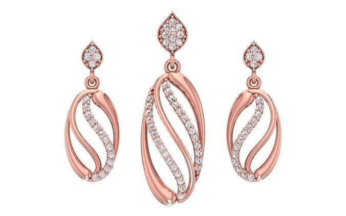 Women Earrings Pendants Sets 3dm STL OBJ FBX Renders Details 3D print model