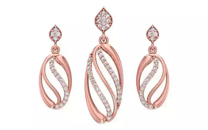 Women Earrings Pendants Sets 3dm STL OBJ FBX Renders Details