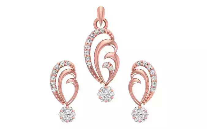 Women Earrings Pendants Sets 3dm STL OBJ FBX Renders Details