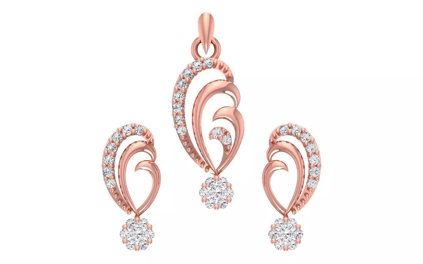 Women Earrings Pendants Sets 3dm STL OBJ FBX Renders Details 3D print model_0