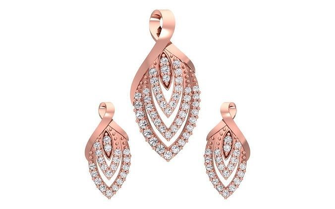 Women Earrings Pendants Sets 3dm STL OBJ FBX Renders Details 3D print model