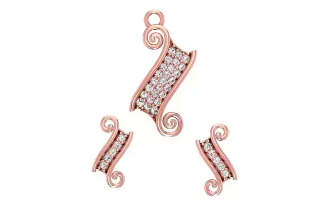 Women Earrings Pendants Sets 3dm STL OBJ FBX Renders Details