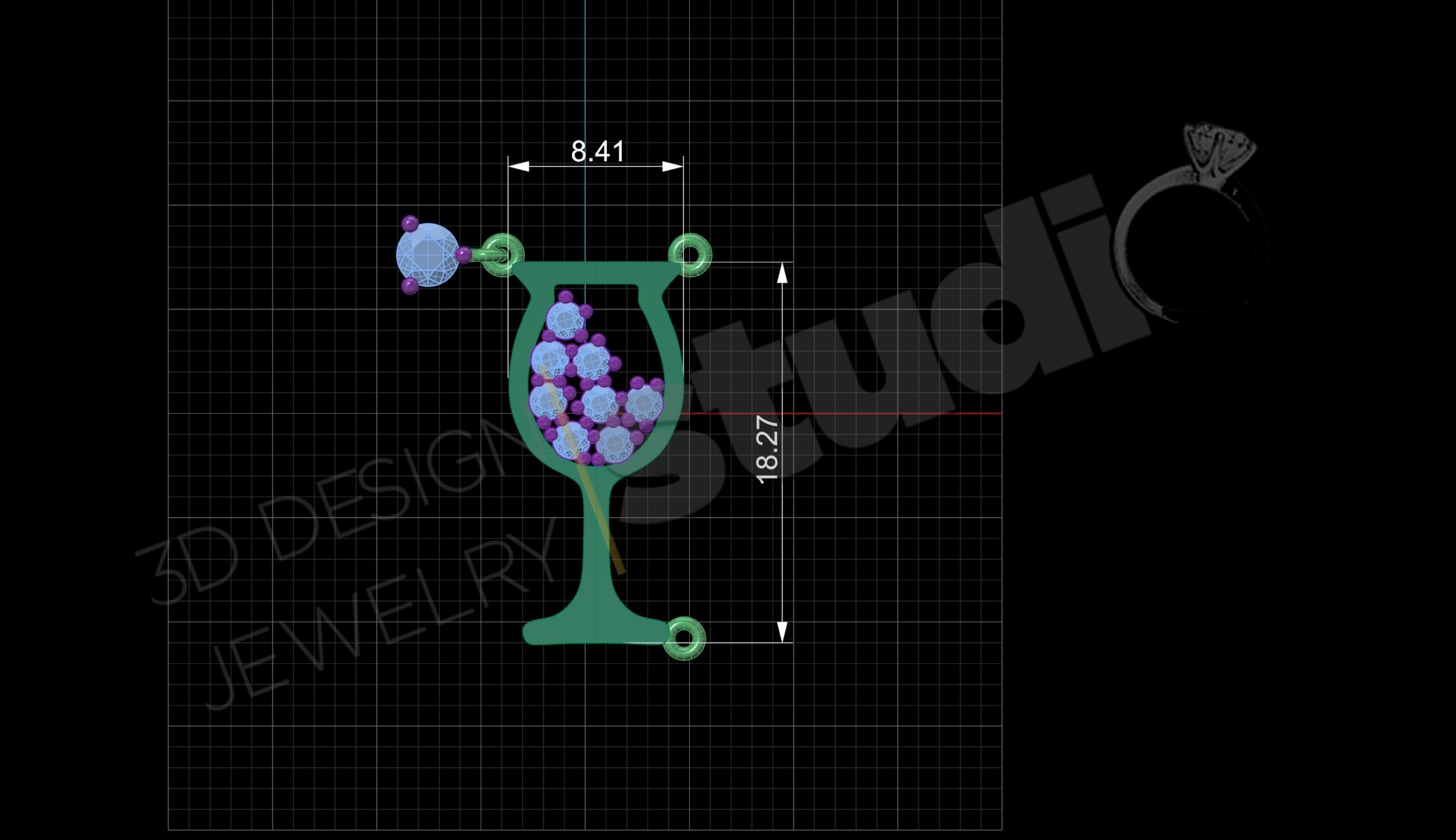 Wine glass 3d pendant model 3D print model_4