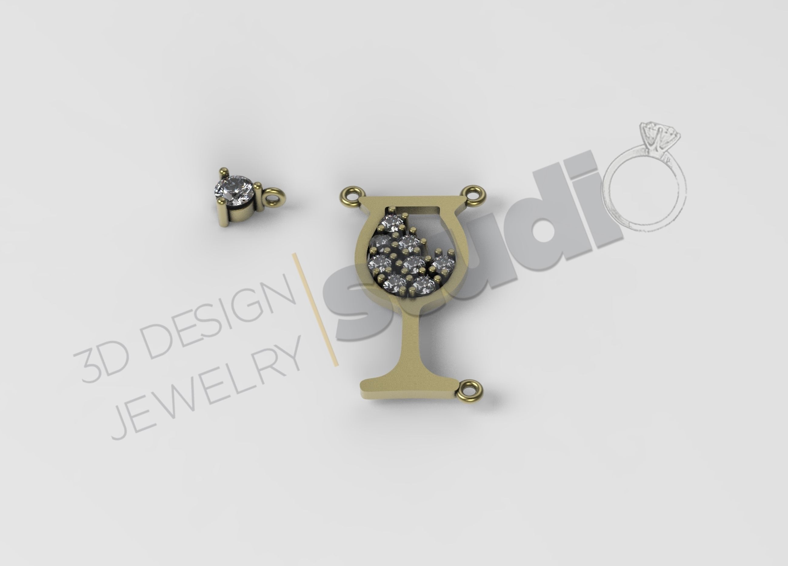 Wine glass 3d pendant model 3D print model_2