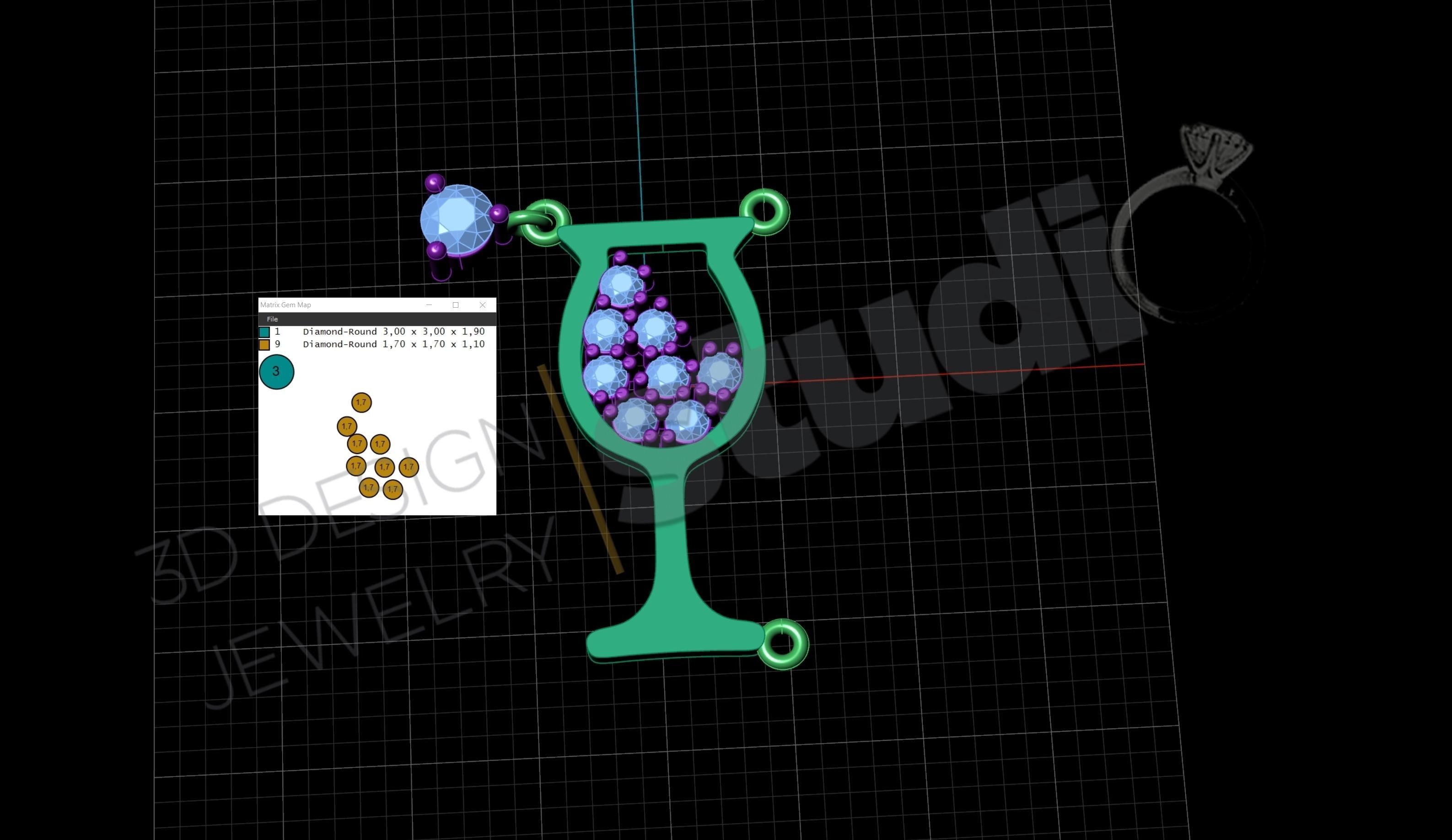 Wine glass 3d pendant model 3D print model_3