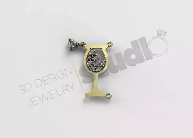 Wine glass 3d pendant model 3D print model