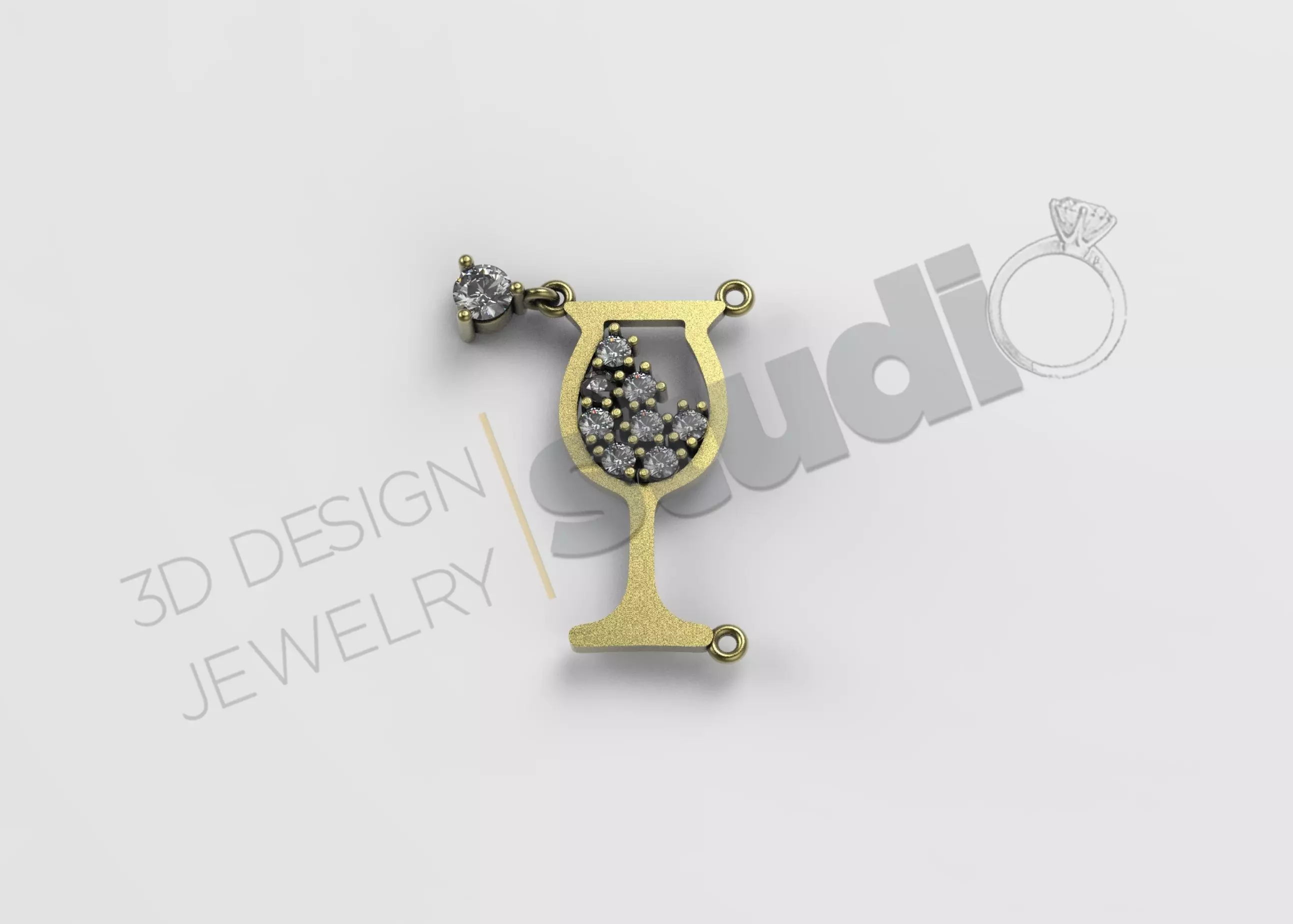 Wine glass 3d pendant model 3D print model_0