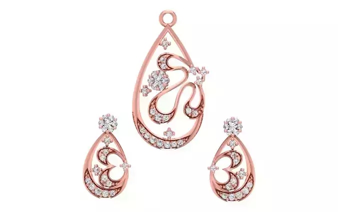 Women Earrings Pendants Sets 3dm STL OBJ FBX Renders Details
