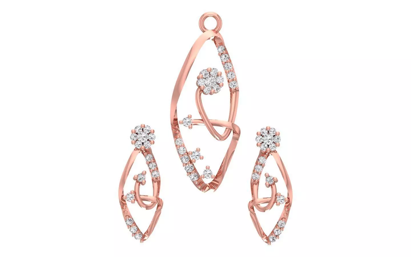 Women Earrings Pendants Sets 3dm STL OBJ FBX Renders Details 3D print model_0