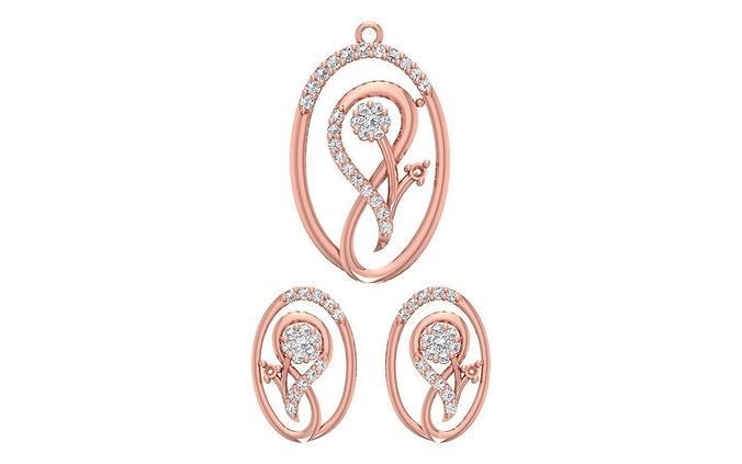 Women Earrings Pendants Sets 3dm STL OBJ FBX Renders Details 3D print model