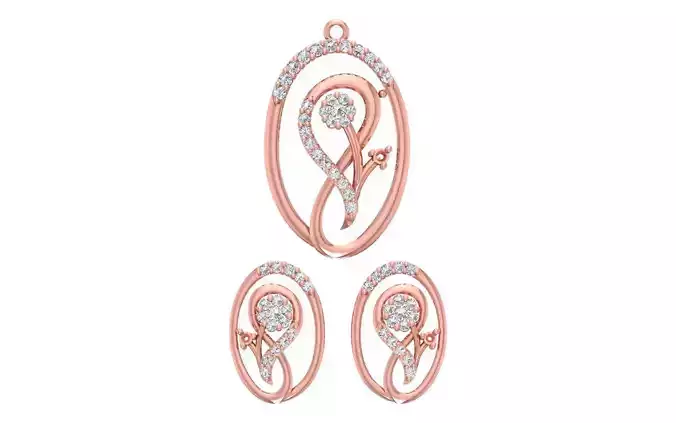 Women Earrings Pendants Sets 3dm STL OBJ FBX Renders Details