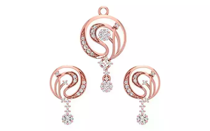 Women Earrings Pendants Sets 3dm STL OBJ FBX Renders Details