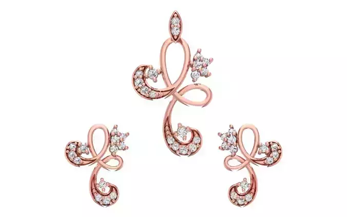 Women Earrings Pendants Sets 3dm STL OBJ FBX Renders Details