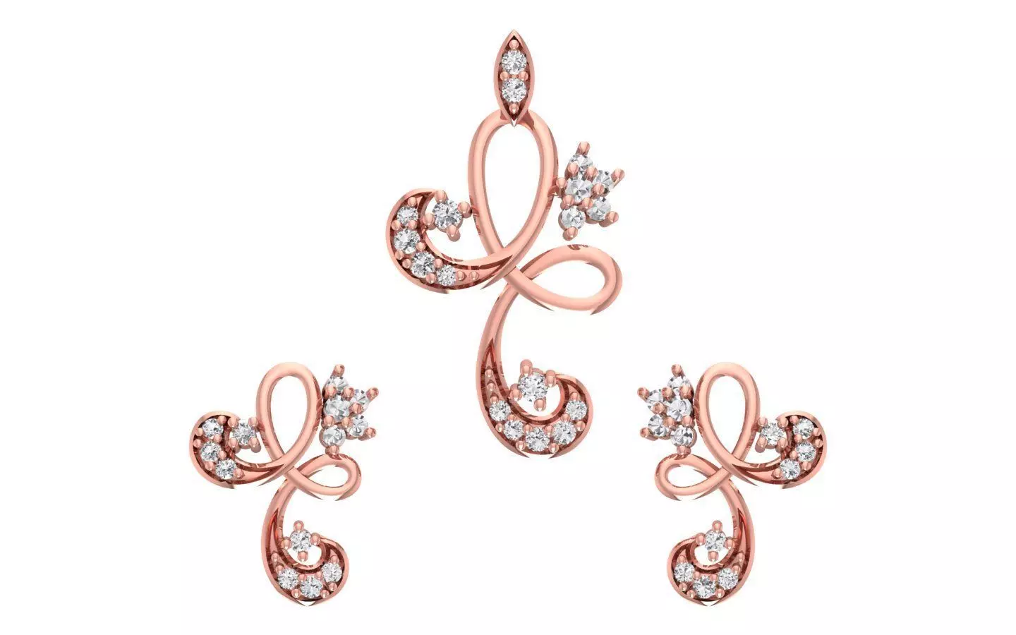 Women Earrings Pendants Sets 3dm STL OBJ FBX Renders Details 3D print model_0