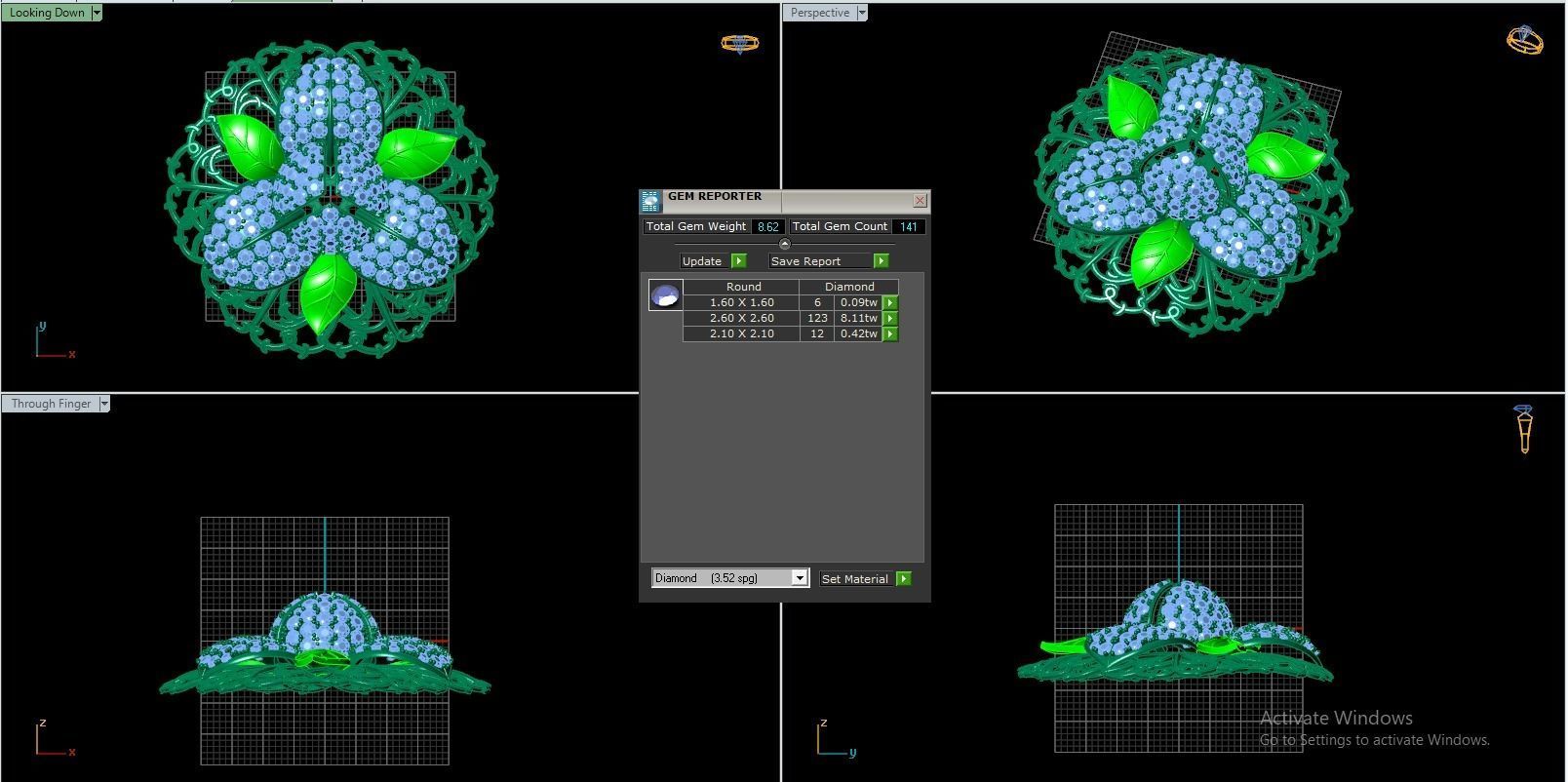 Romdul gold ring with diamonds 3D print model_5