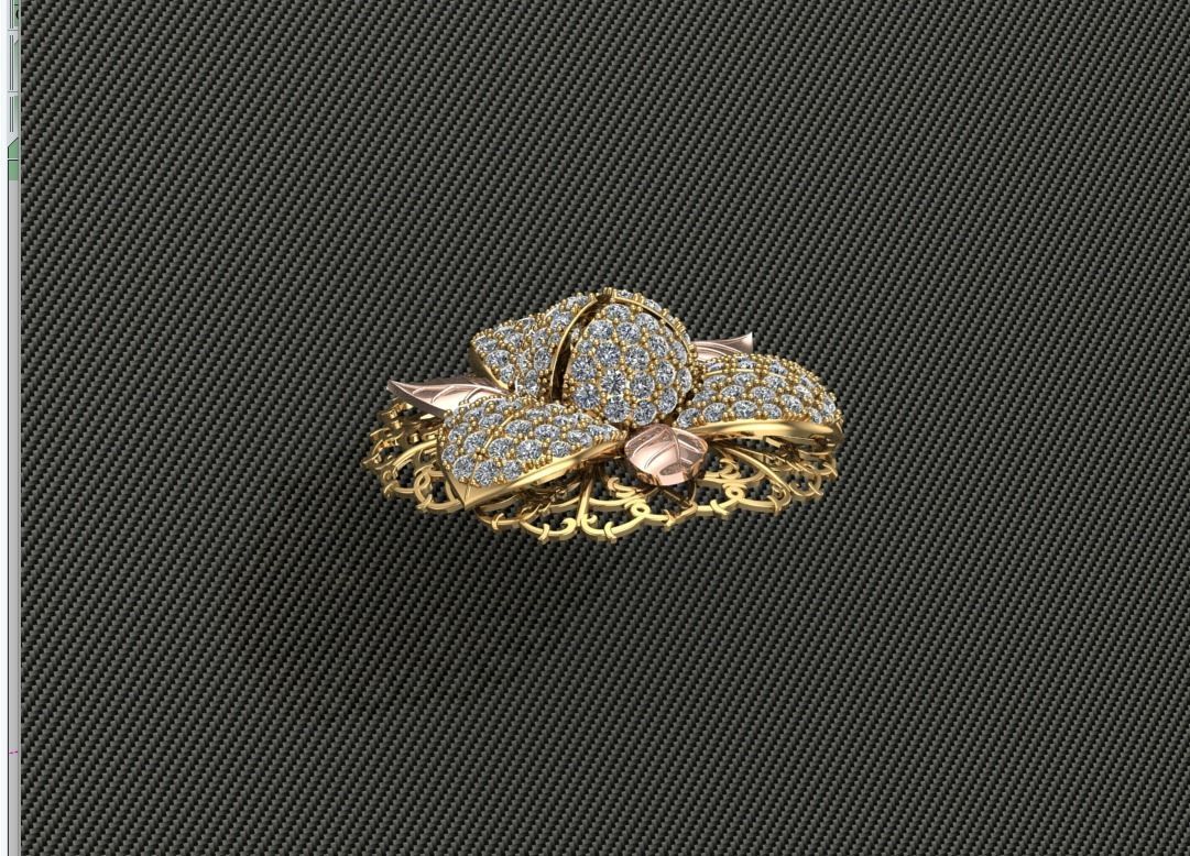 Romdul gold ring with diamonds 3D print model_2