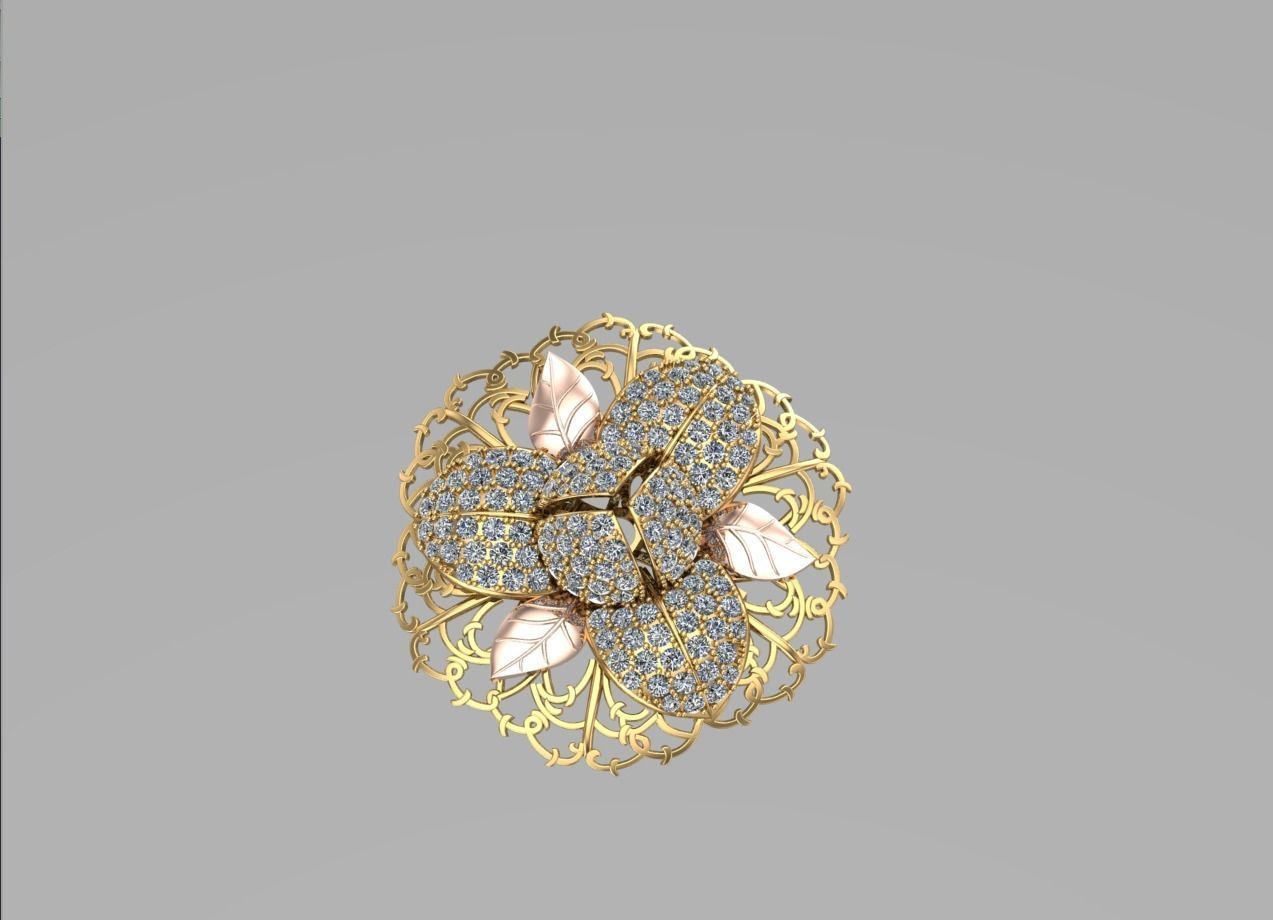 Romdul gold ring with diamonds 3D print model_8