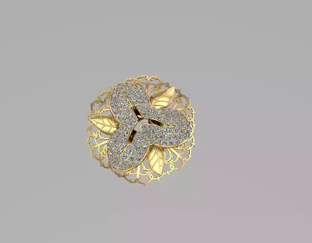 Romdul gold ring with diamonds 3D print model