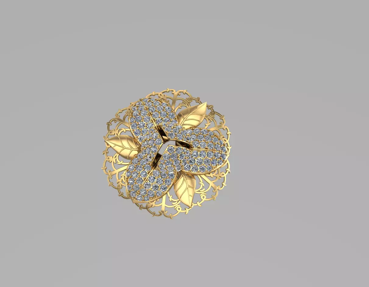 Romdul gold ring with diamonds 3D print model_0