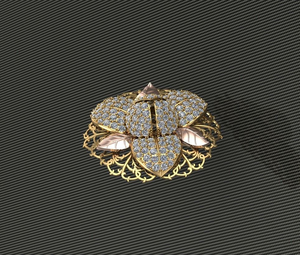 Romdul gold ring with diamonds 3D print model_3