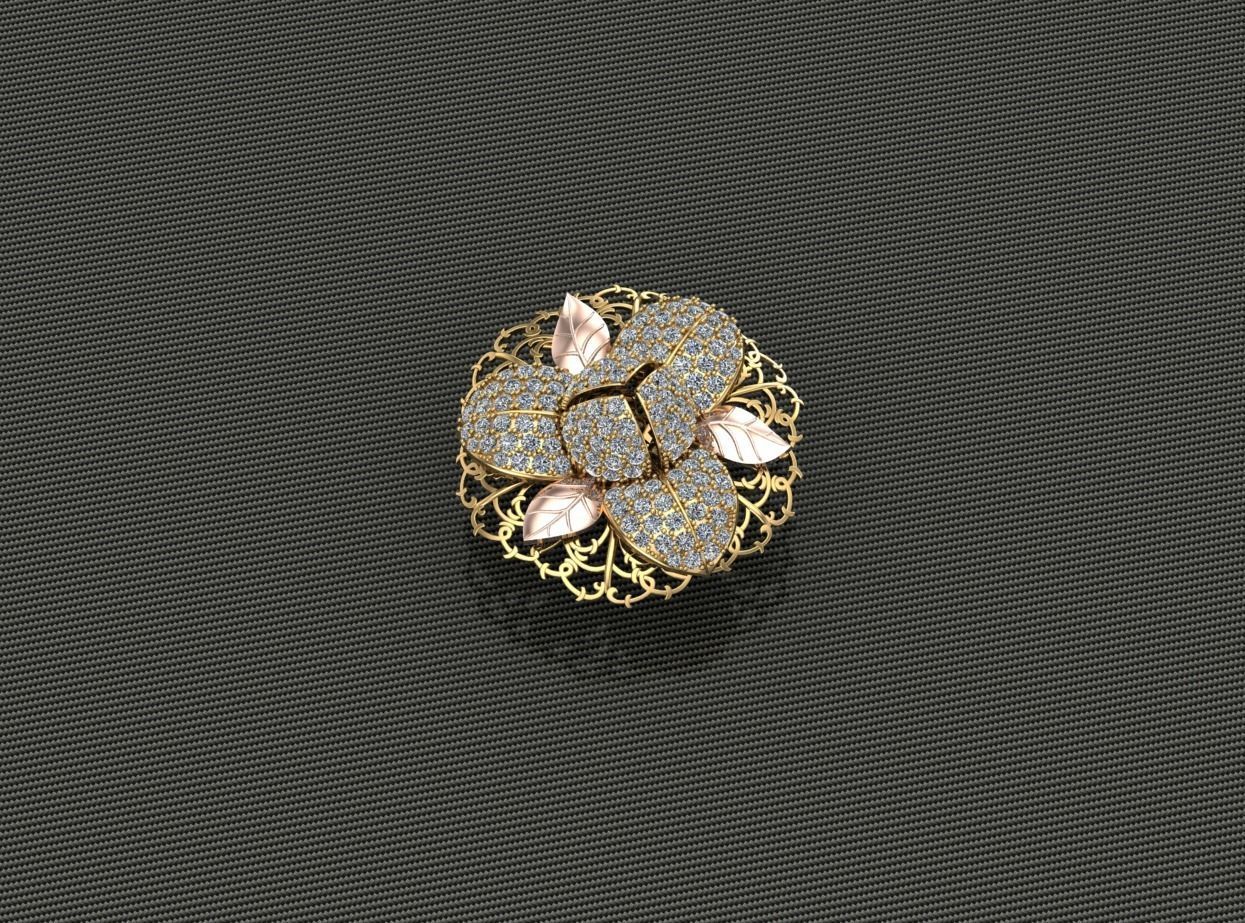 Romdul gold ring with diamonds 3D print model_1