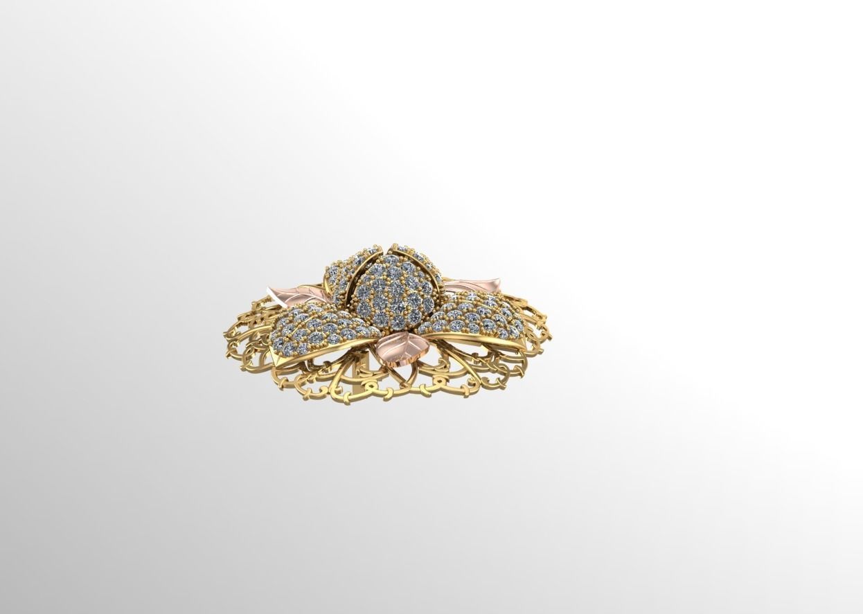 Romdul gold ring with diamonds 3D print model_9