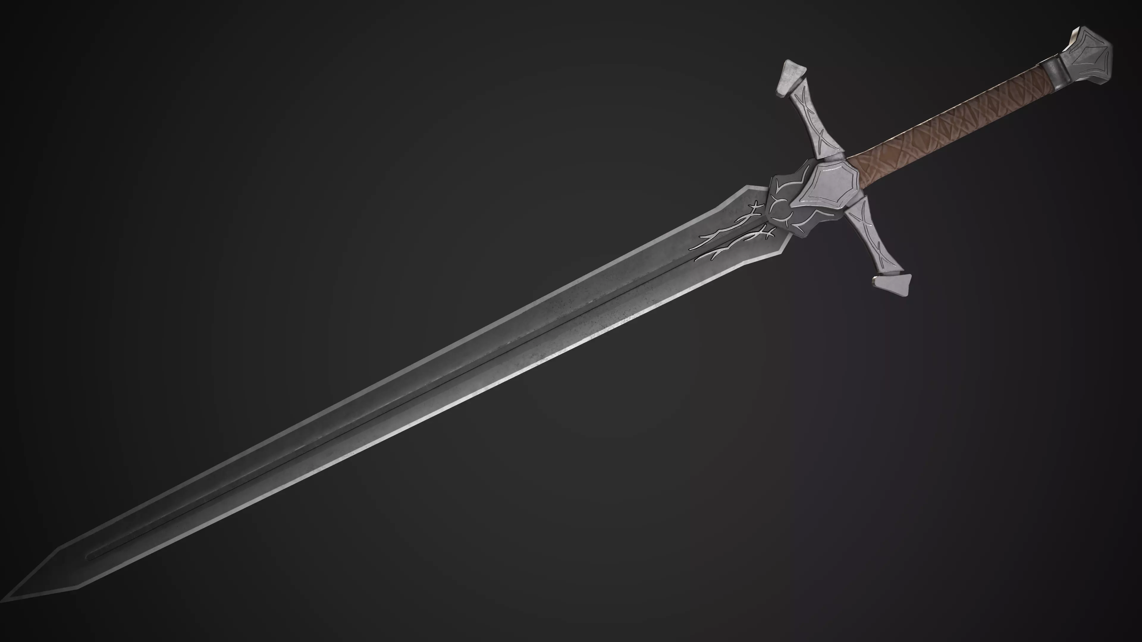 Long Sword Game-ready with texture sets Free low-poly 3D model