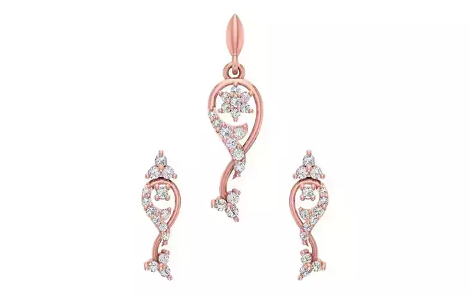 Women Earrings Pendants Sets 3dm STL OBJ FBX Renders Details