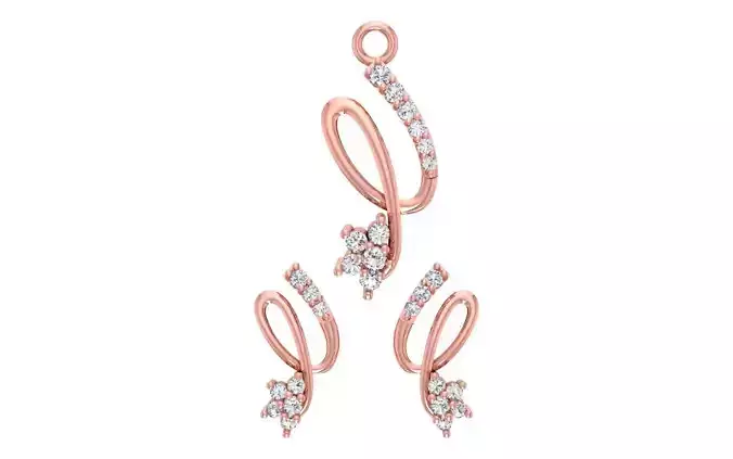 Women Earrings Pendants Sets 3dm STL OBJ FBX Renders Details