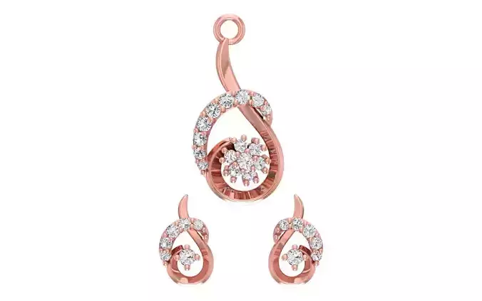 Women Earrings Pendants Sets 3dm STL OBJ FBX Renders Details