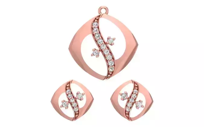 Women Earrings Pendants Sets 3dm STL OBJ FBX Renders Details
