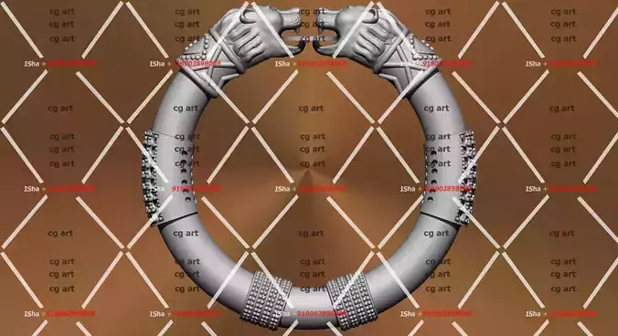 Lion Face Genda Kada with 2 Diamond Cubes with Openable Lock 