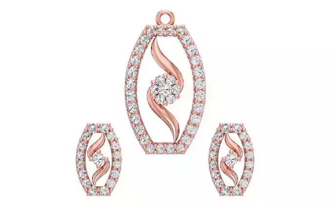 Women Earrings Pendants Sets 3dm STL OBJ FBX Renders Details
