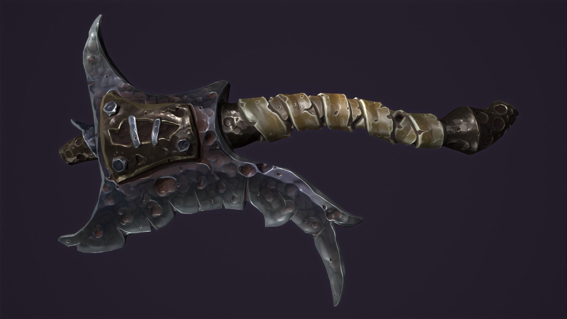 Brute axe Low-poly 3D model_1