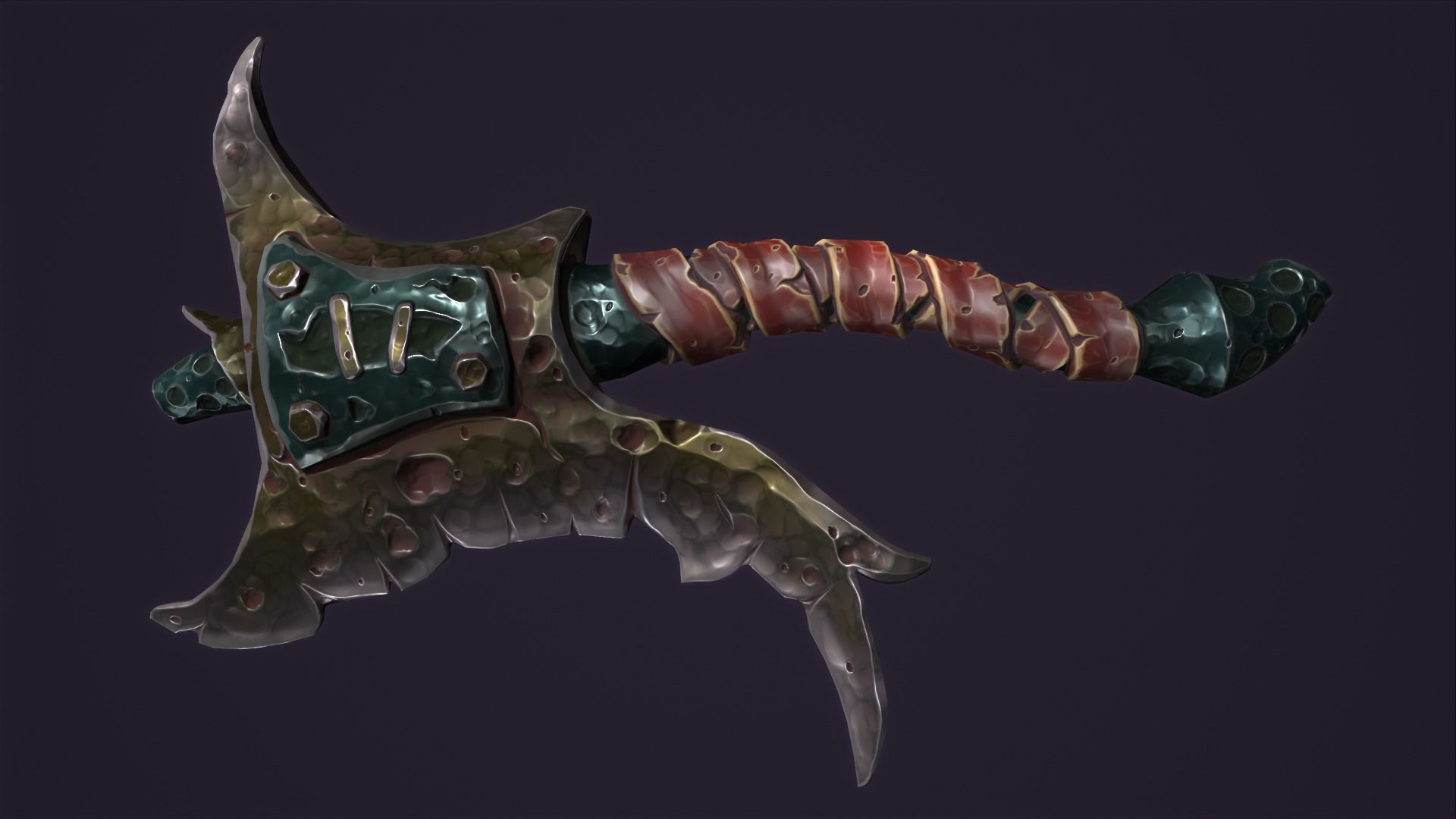 Brute axe Low-poly 3D model_11