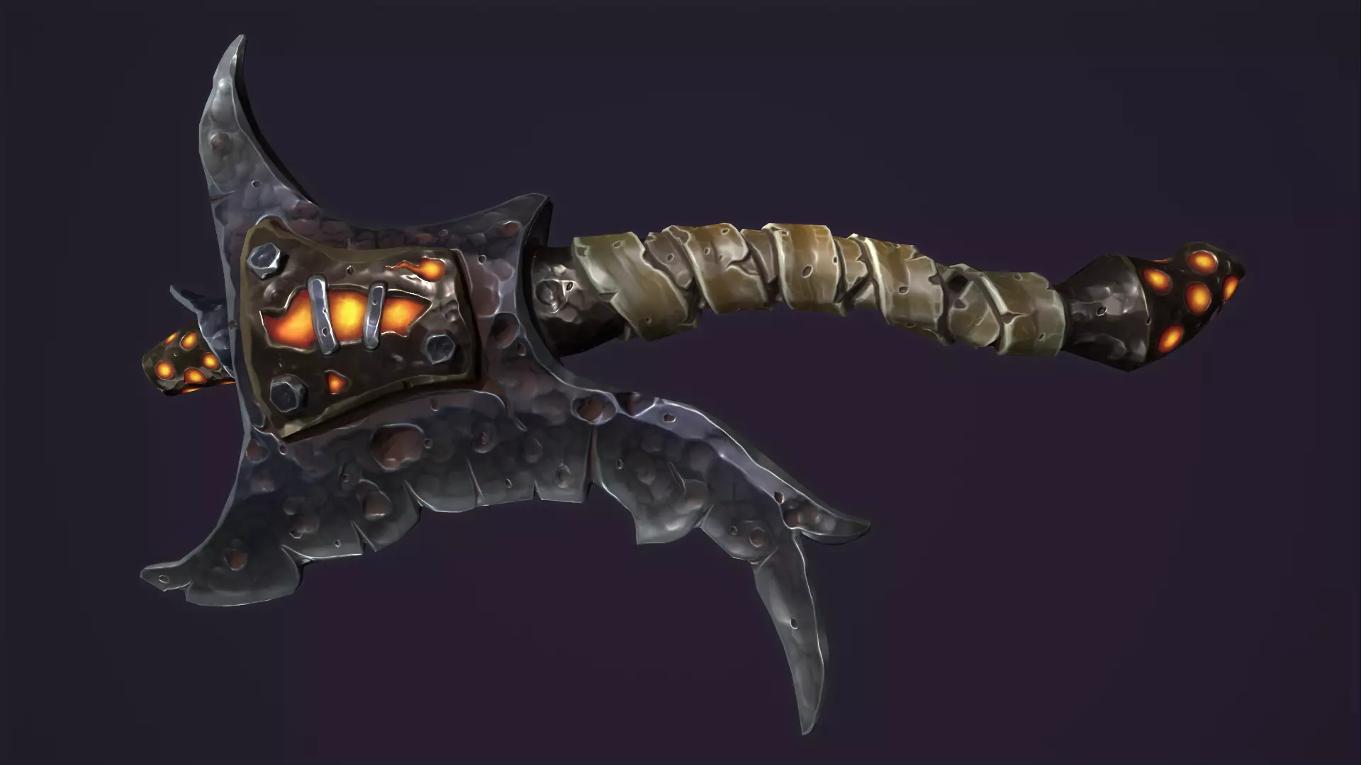 Brute axe Low-poly 3D model_0