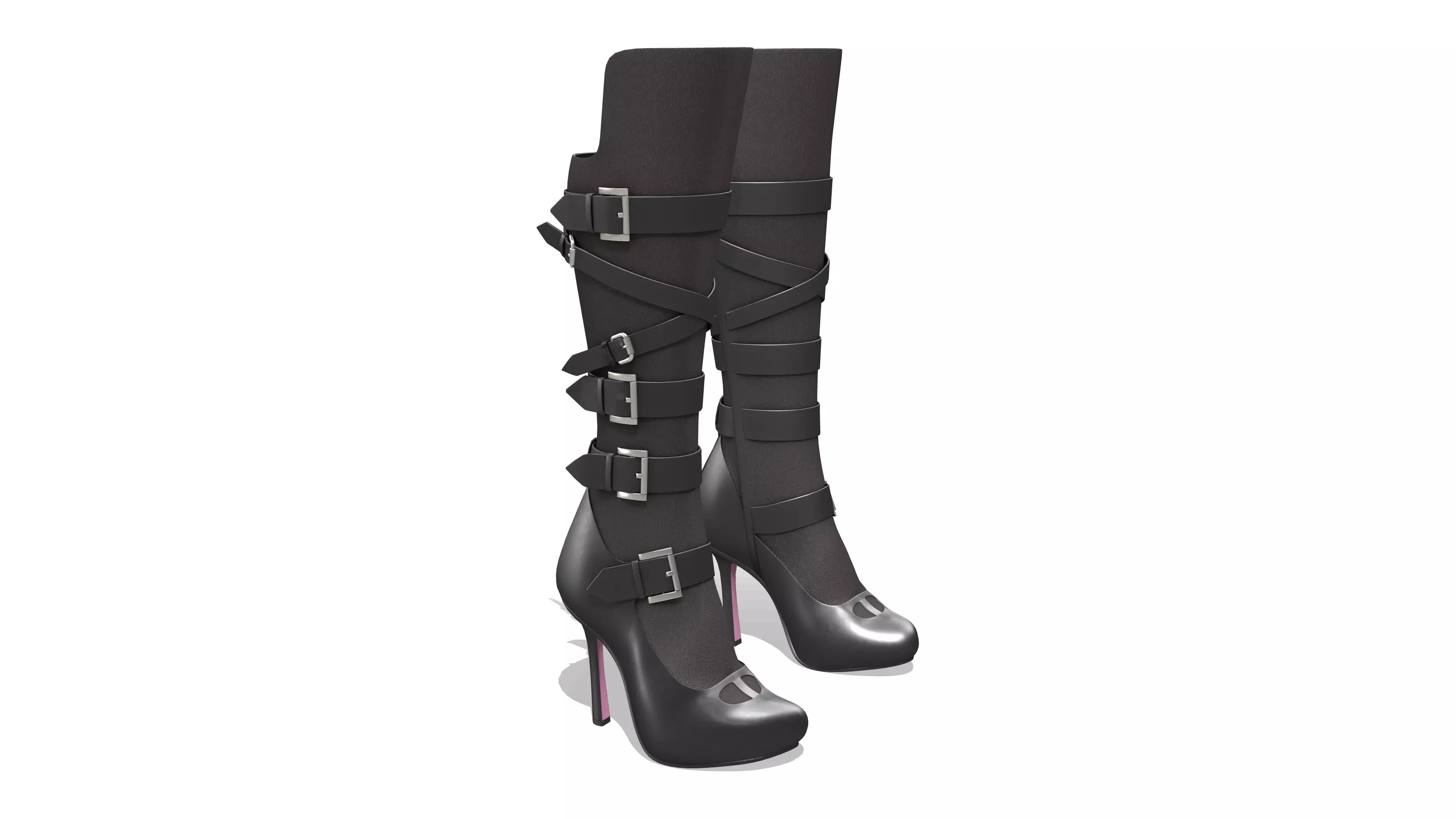High Heel Boots Low-poly 3D model_0