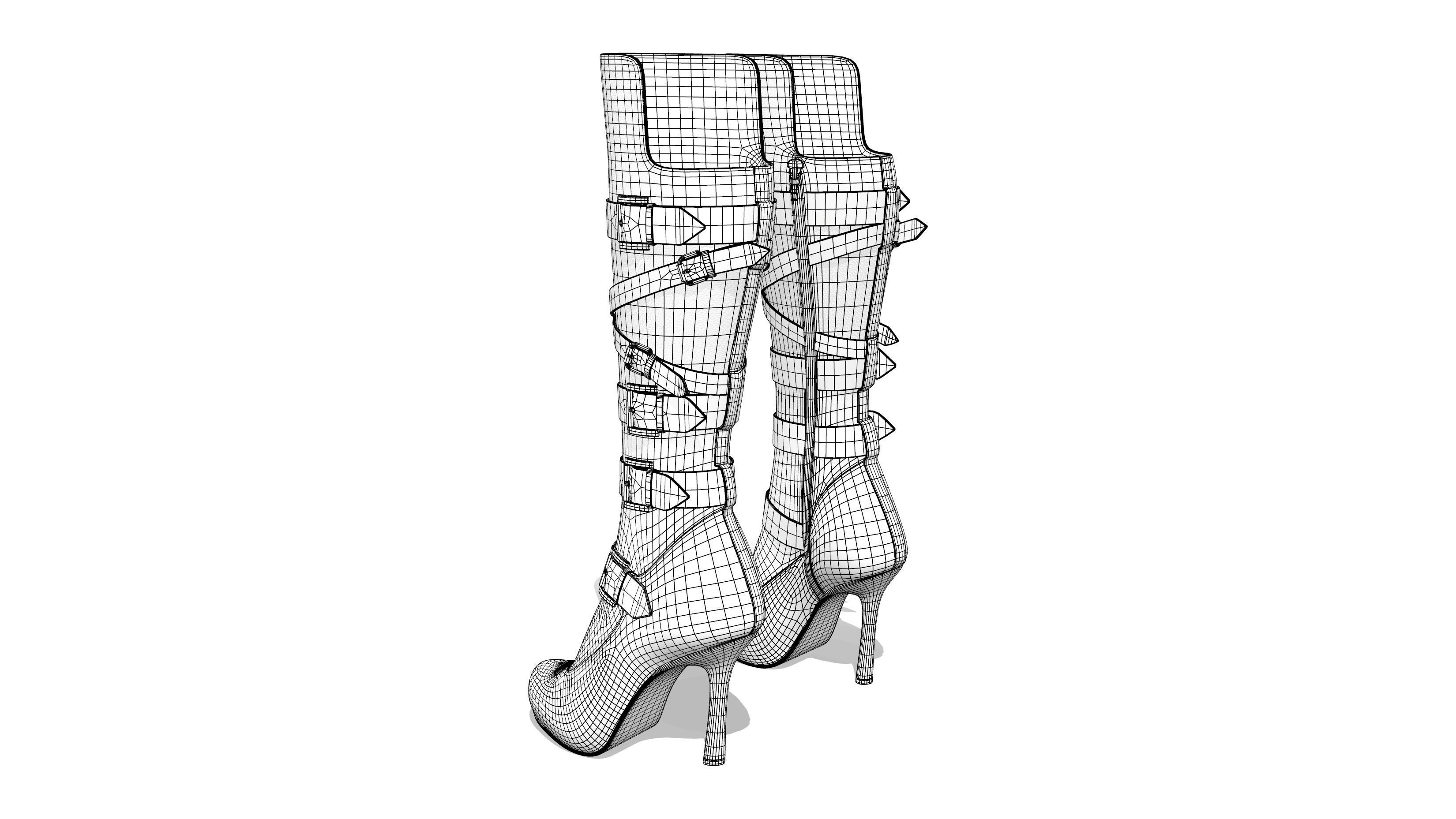 High Heel Boots Low-poly 3D model_7