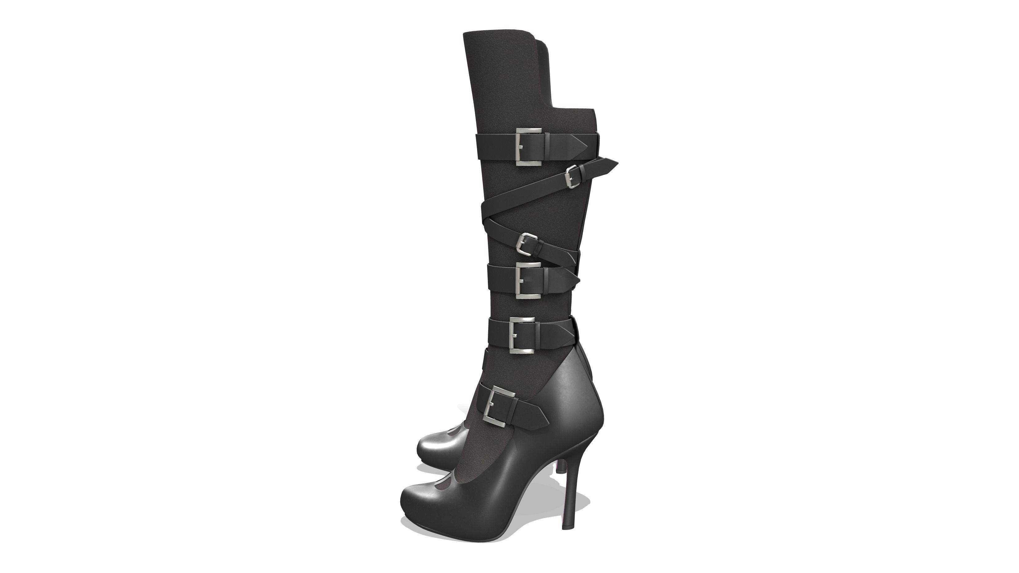 High Heel Boots Low-poly 3D model_3
