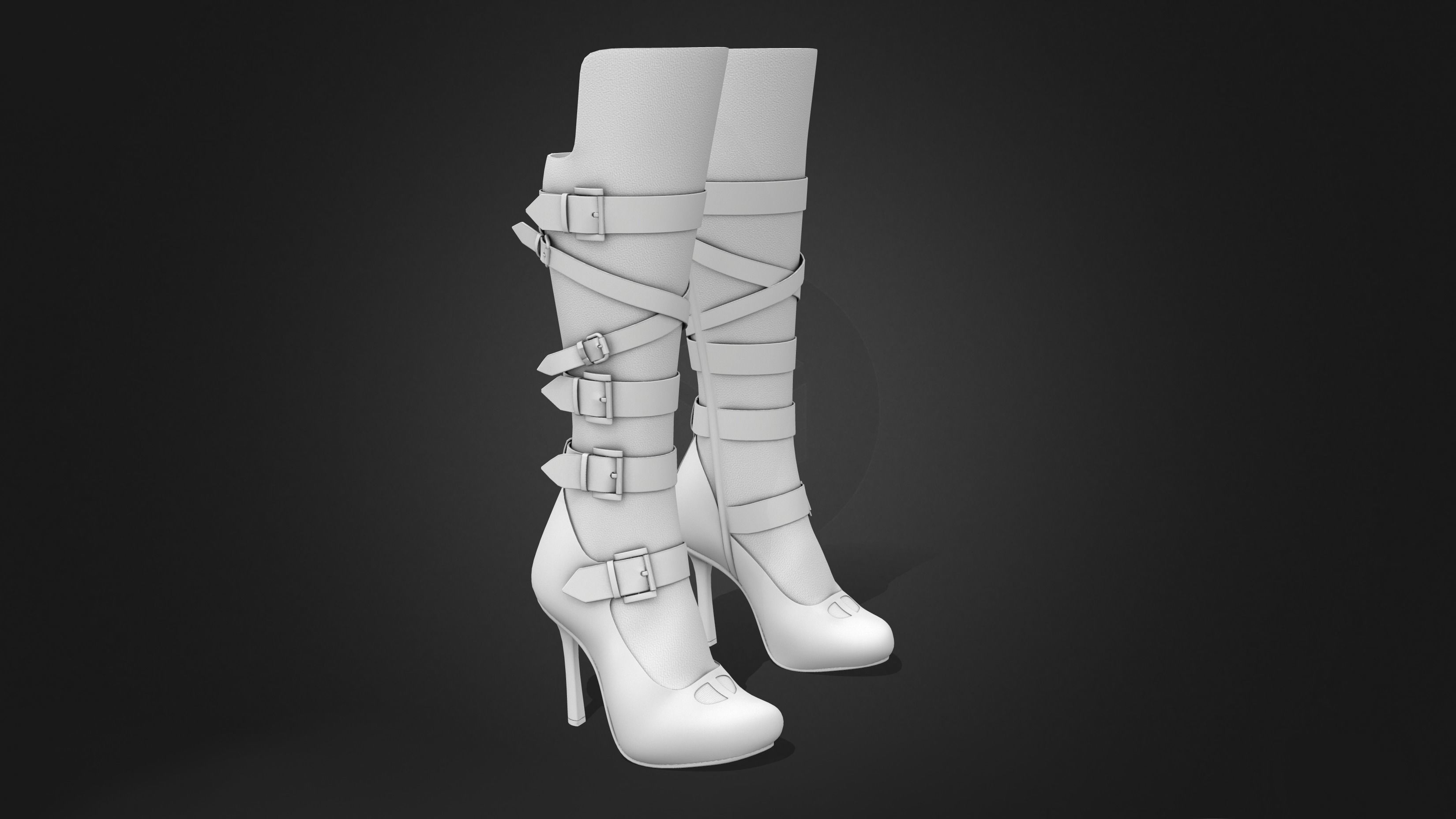 High Heel Boots Low-poly 3D model_8