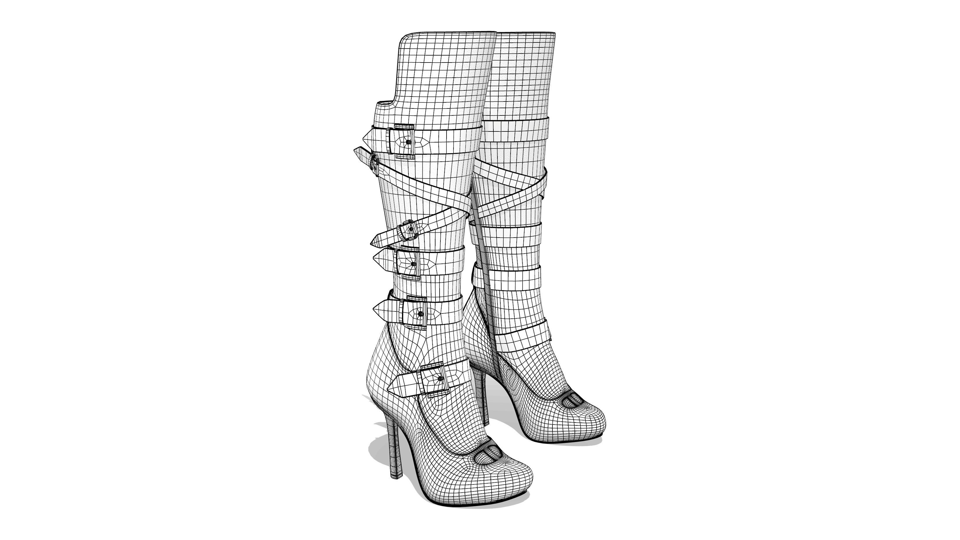 High Heel Boots Low-poly 3D model_6