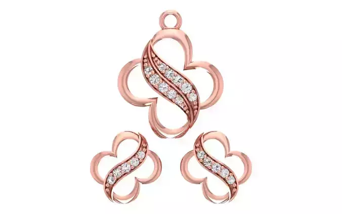 Women Earrings Pendants Sets 3dm STL OBJ FBX Renders Details