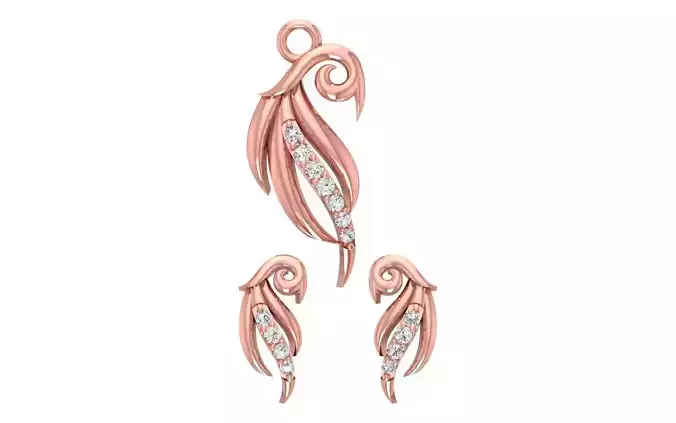Women Earrings Pendants Sets 3dm STL OBJ FBX Renders Details